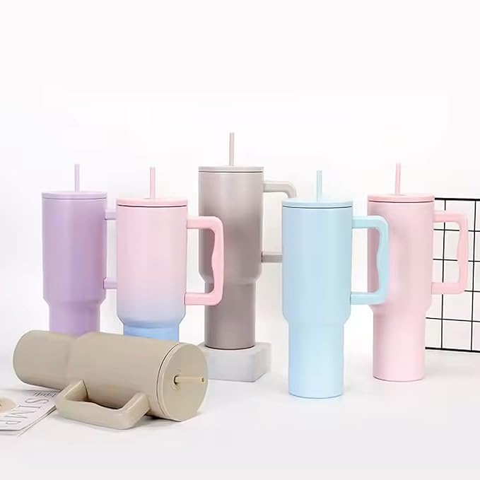 Outdoor Tumbler, 40 oz, Double-Wall Insulated, Ergonomic Handle with Lid Straw (Mist Gray) - Bloomnest