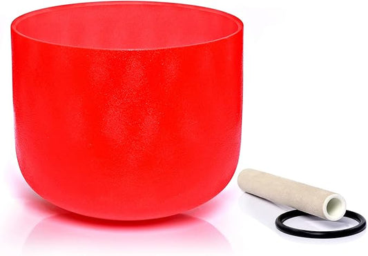 TERRITORY C Note Root Chakra Red Colored Quartz Frosted Crystal Singing Bowl 8 inch - Bloomnest