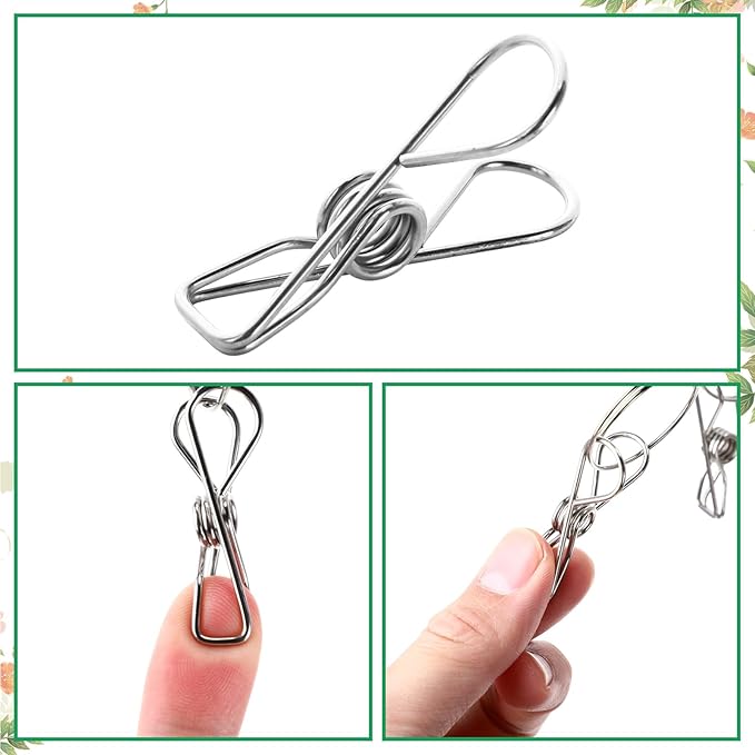 6 Pcs Herb Drying Rack Hanging - Stainless Steel with Clips Clothes Laundry Drying Rack Hanger Collapsible for Plants Bud Weed Onion Macrame Flower Spices(Square) - Bloomnest