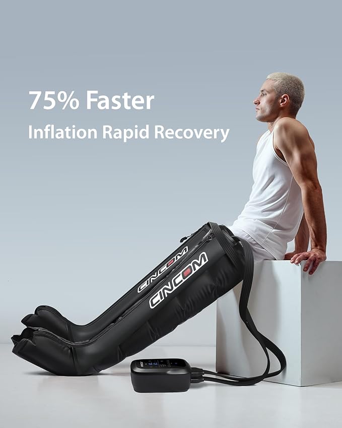CINCOM Leg Massager Recovery System, Cordless Air Compression Boots for Circulation, Pro Sequential Compression Device for Athlete Fast Recovery - Bloomnest
