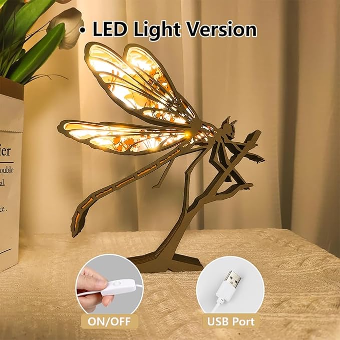 3D Wooden Animal Carving LED Night Light, Wood Carving Light, Modern Home Decoration, Decorative Tables, Cabinets, Living Rooms, Bedrooms, Offices, Farmhouses, Bookshelves, Perfect Holiday Gifts - Bloomnest