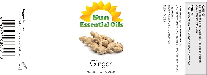 Sun Essential Oils Ginger Essential Oil 16oz Therapeutic Grade for Aromatherapy, Diffuser, Muscle, and Pain Soothing - Bloomnest