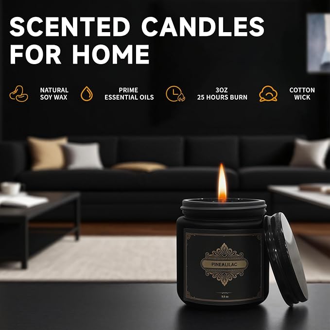 Gifts for Men,6 Pack Scented Candles for Men, Scented Candles Set Soy Candles for Home Him,Father's Day Gifts, Scents of Rosemary/Fresh Rose/Cedar Teak/Grapefruit/Rose & Pomegranate Berry/Fig - Bloomnest