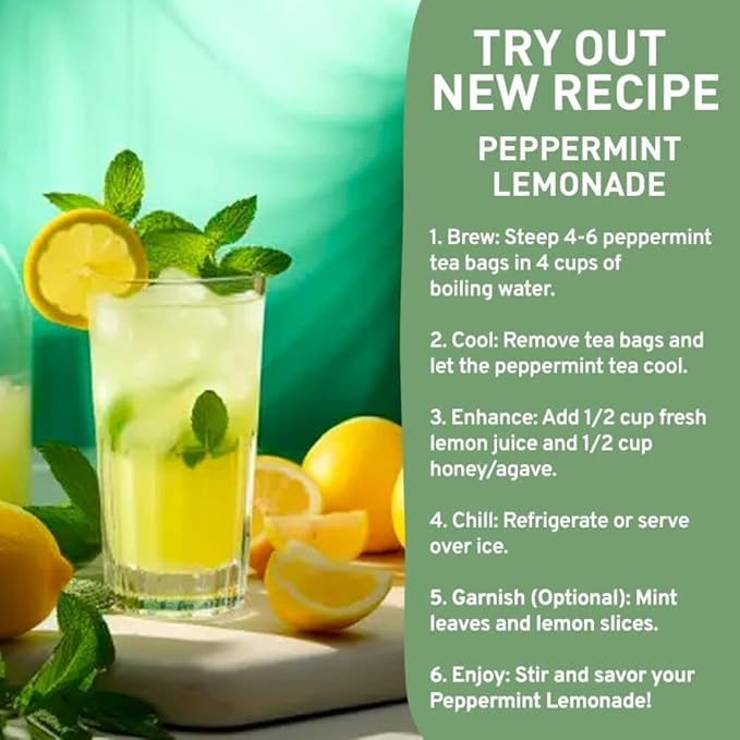HANDPICK, Peppermint Tea, Eco-Conscious Tea Bags - 100 Count | Caffeine Free, Non-GMO | Minty, Fresh & Cool flavor | Direct From Source - Bloomnest