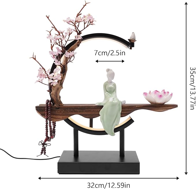 Backflow Incense Holder Incense Burner with Adjustable LED Light Ring Chinese Style Handmade Flower Censer,Compatible with Cone and Stick Incense (C) - Bloomnest