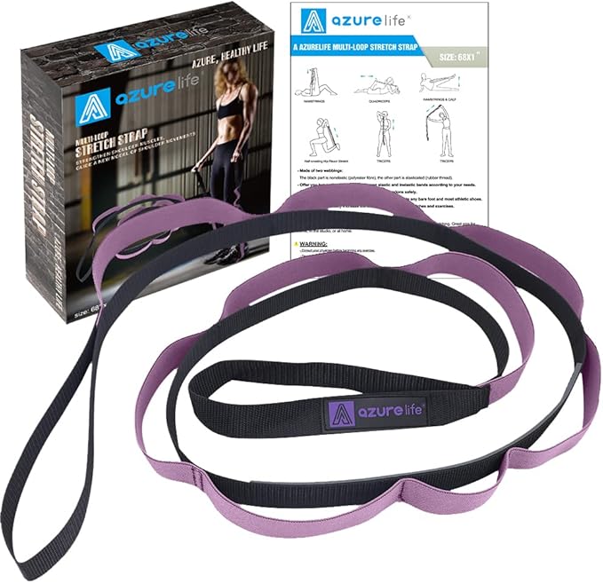 Premium Durable Stretch Straps with Loops, Stretching Strap for Physical Therapy, Multi-Loop Yoga Strap Fitness Exercise Strap for Yoga, Pilates, Dance, Flexibility&Exercise - Bloomnest