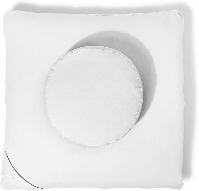 Meditation Cushion Set by renoo - Durable Comfortable Organic Cotton, Linen, Hemp - Modern Zafu Zabuton - Buckwheat Kapok Filled Floor Pillow Yoga Bolster in 15 Colors Washable Cover