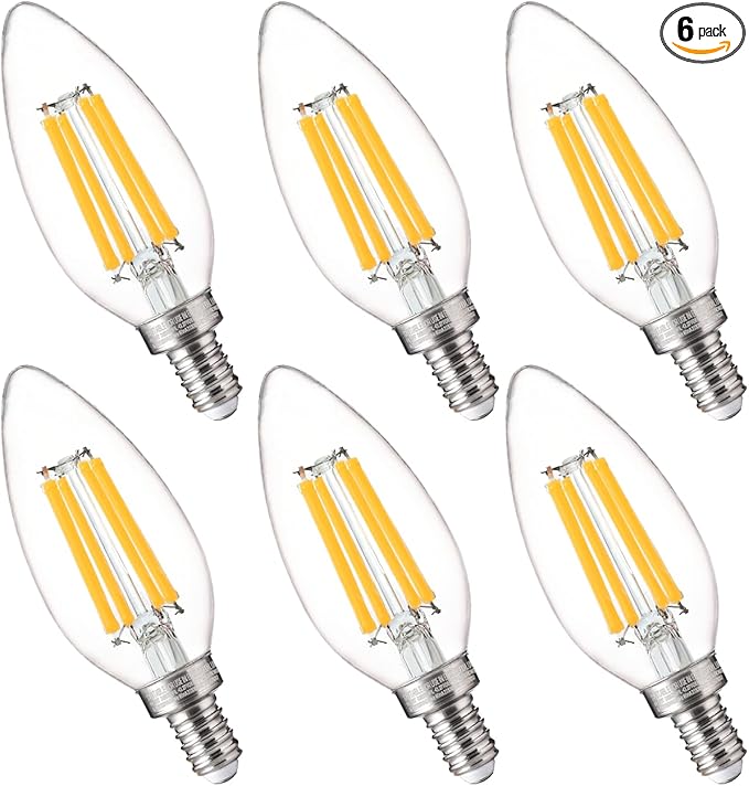 FLSNT 100W Equivalent LED Candelabra Bulbs, 800LM Dimmable B11 E12 LED Chandelier Light Bulbs, 5.5W, 3500K Netural White, 6 Pack - Bloomnest