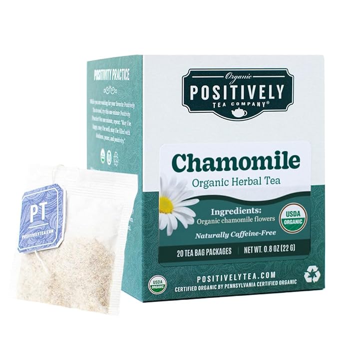 Organic Positively Tea Company, Chamomile Herbal Tea Bags, 20 Count - Bloomnest