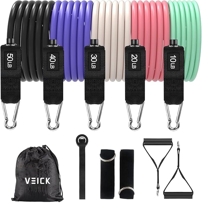 VEICK Resistance Bands, Exercise Bands, Workout Bands, Resistance Bands for Working Out with Handles for Men and Women, Exercising Bands for Fitness Weights Work Out at Home - Bloomnest