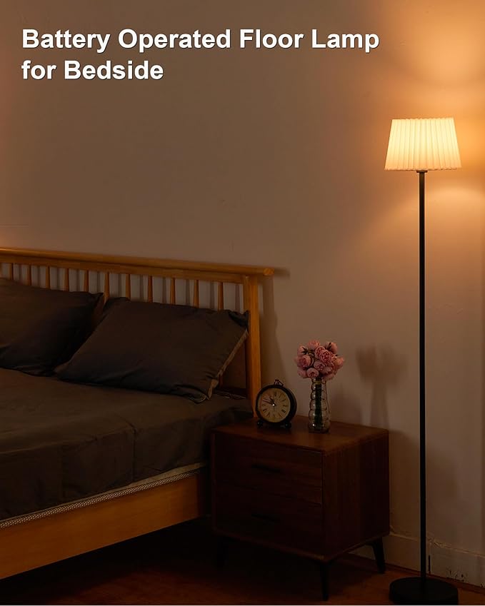UMEXUS Cordless Rechargeable Floor Lamp for Bedroom, 57" Battery Operated Dimmable Floor Lamp, Small Corner Standing Light with Remote & Timer Portable Bedside Outdoor Patio Kids Room Ambient Lighting - Bloomnest