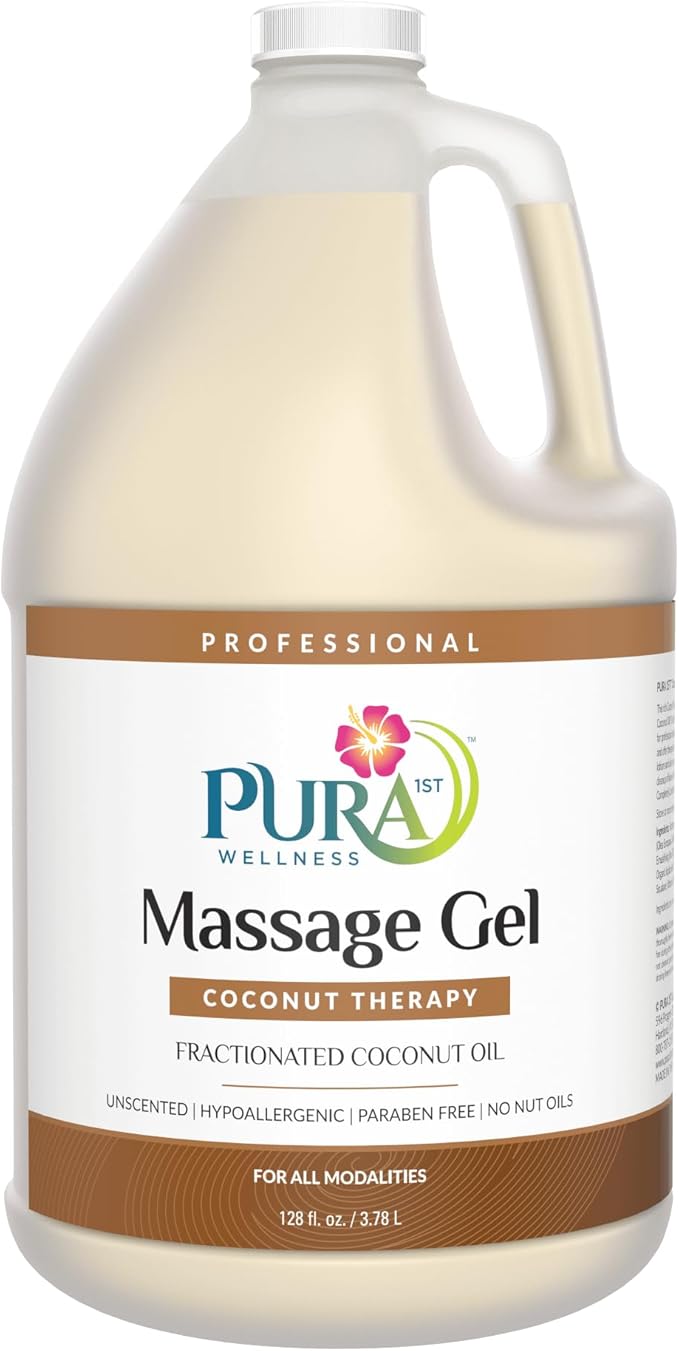 Coconut Therapy Massage Gel, Pura Wellness Massage Gel, Professional Deep Tissue Therapy, Coconut, Unscented, Recovery, 128oz - Bloomnest