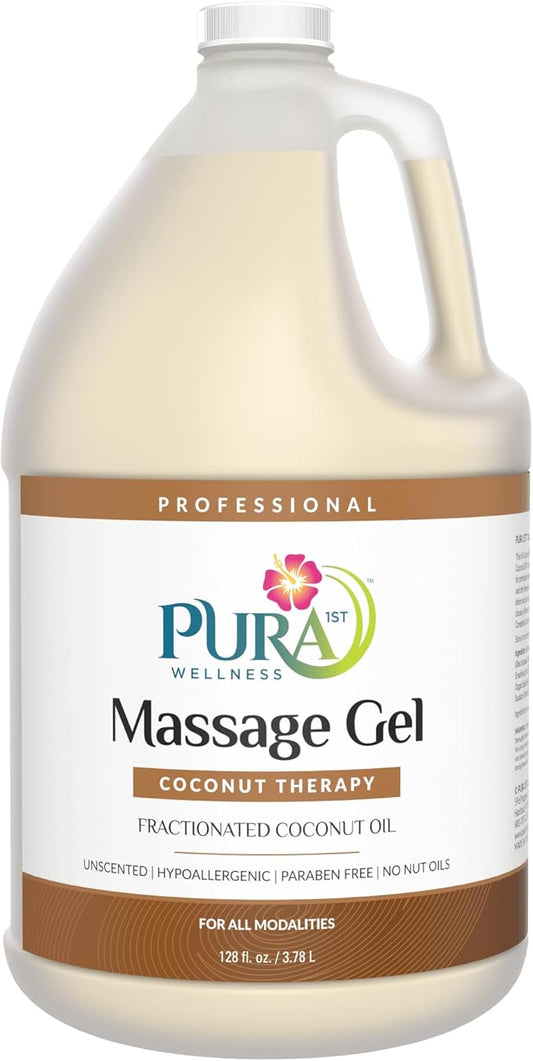 Coconut Therapy Massage Gel, Pura Wellness Massage Gel, Professional Deep Tissue Therapy, Coconut, Unscented, Recovery, 128oz - Bloomnest