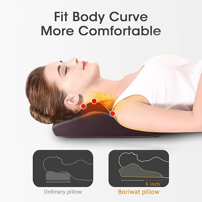 Boriwat Back Massager with Heat, Massagers for Neck and Back, 3D Kneading Massage Pillow for Back, Neck, Shoulder, Leg Pain Relief, Gifts for Men Women Mom Dad, Stress Relax at Home Office and Car Boriwat