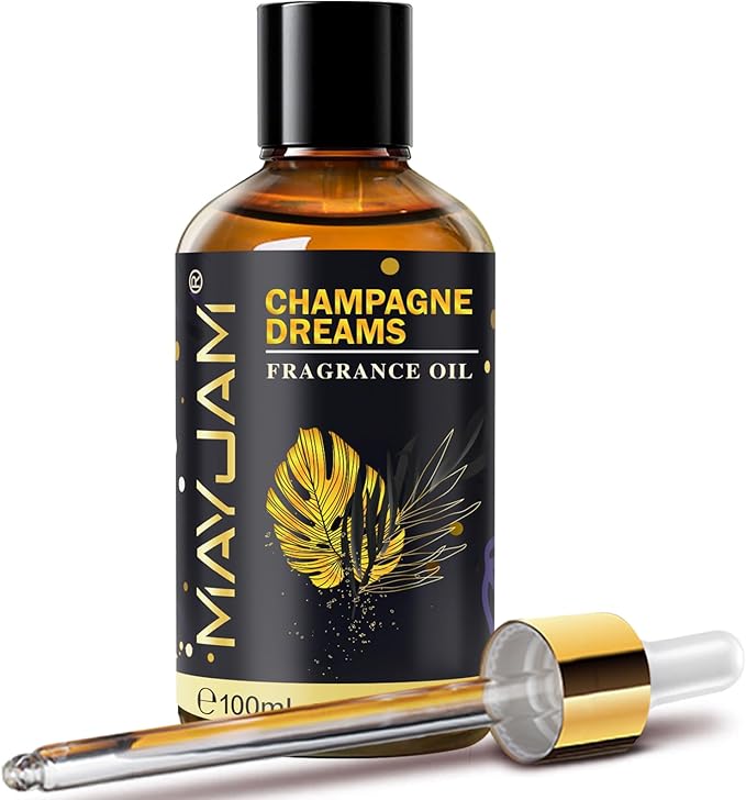 Champagne Dreams Fragrance Oil Essential Oil, MAYJAM 3.38FL.OZ Champagne Dreams Oil for Diffusers for Home, Long Lasting Scented Oils for Soap Candle Making - 100ML MAYJAM