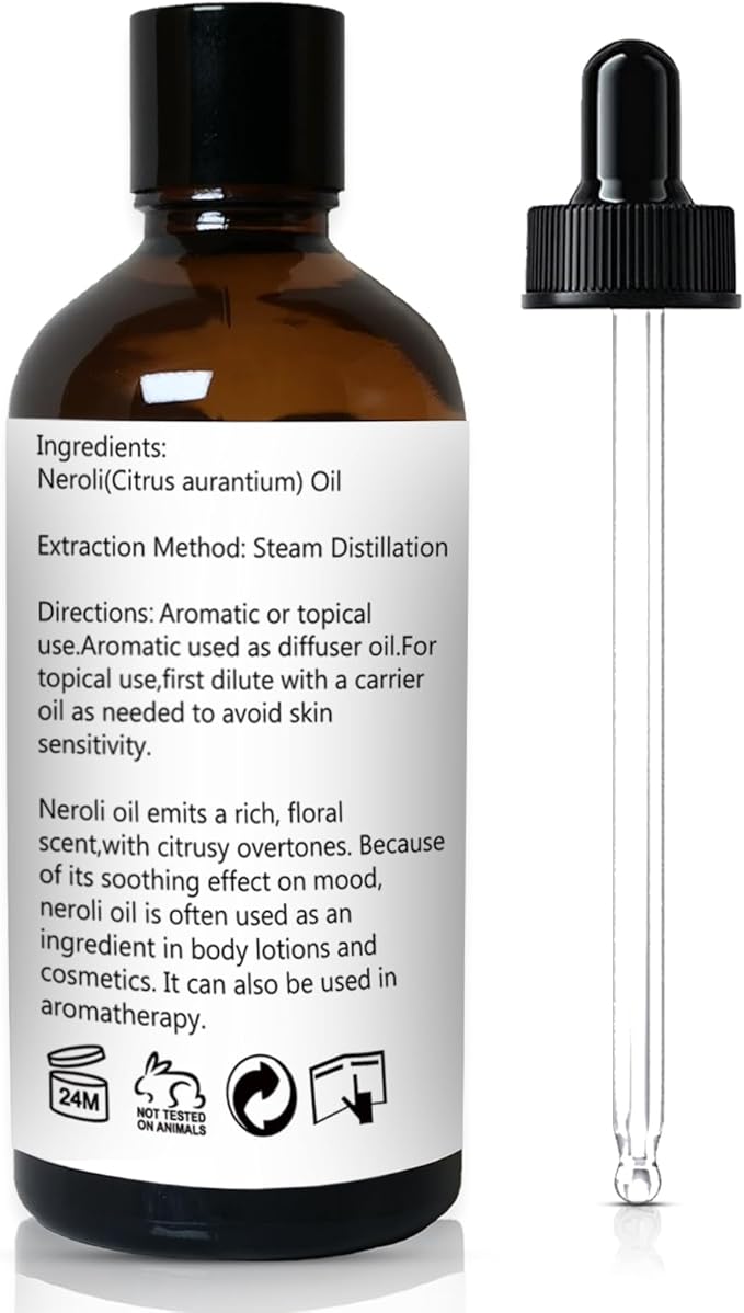 Neroli Essential Oil, Pure Neroli Oil for Diffuser - 3.38 Fl Oz 100ml - Bloomnest