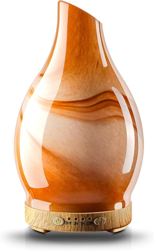 Essential Oil Diffuser, 120 ml Glass Aromatherapy Diffuser with 7 Color Lights, Auto Shut-Off and 4 Timer Settings, Ultrasonic Cool Mist Diffuser for Home Room Office (Dessert) - Bloomnest