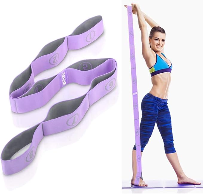Stretch Strap, Elastic Yoga Stretching Strap, Multi-Loop for Physical Therapy, Pilates, Yoga, Dance & Gymnastics Exercise and Flexible Pilates Stretch Band - Bloomnest