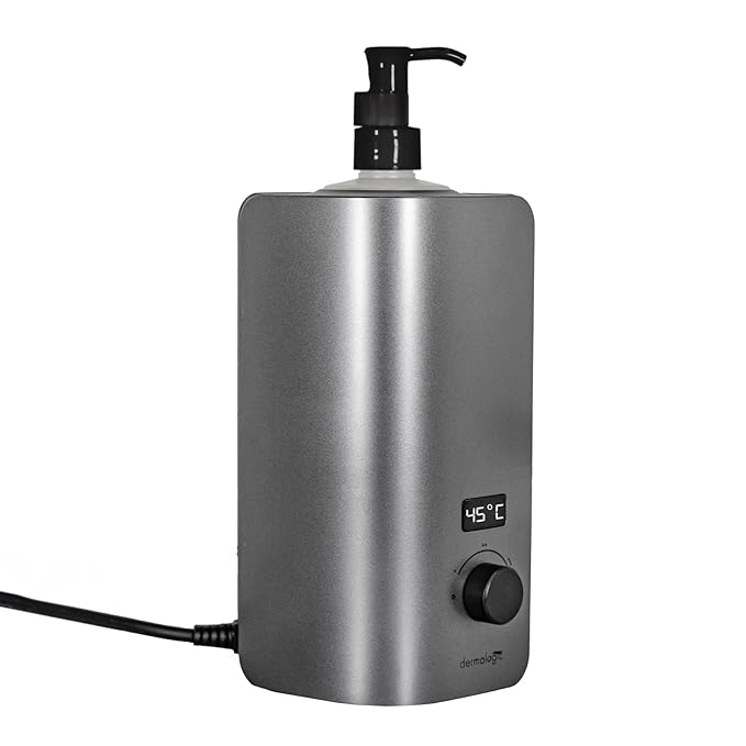 DERMALOGIC Massage Oil Warmer for Pro Spa Massage, Home Lotion Warmer with Digital Display, Real Time Temperature Oil Heater Beauty Salon Treatment Equipment, Metal Finish - Bloomnest