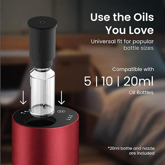 LiteMist Cold Air Essential Oil Diffuser – Waterless Nebulizing Aroma Diffuser, USB-C Cordless 2000mAh Battery, Aluminum Portable Scent Diffuser for Home Office Car, 0.7oz / 20ml - Bloomnest