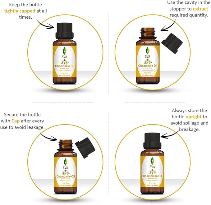 SVA Chamomile Essential Oil – 1/3 Fl Oz – 100% Natural Chamomile Oil - for Diffuser, Hair Care, Face, Skin Care, Aromatherapy, Scalp and Body Massage, Soap and Candle Making - Bloomnest
