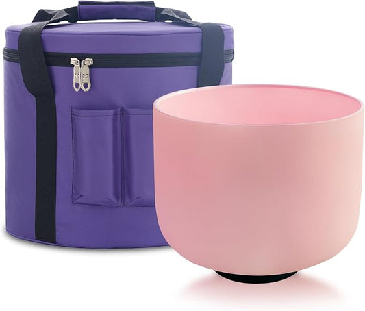 KVKA Pink Color F Note Heart Chakra Quartz Crystal Singing Bowl 8 inch with Carrying Case for healing sound Yoga - Bloomnest