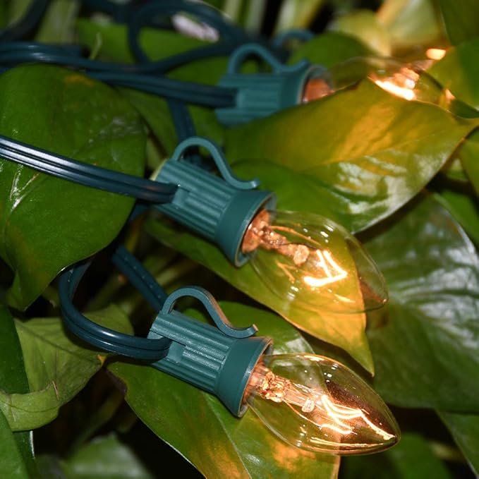 GOOTHY 25 Pack C7 Clear Christmas Light Bulbs, C7 Incandescent Christmas Replacement Lights Bulbs for Outdoor String Lights, C7/E12 Candelabra Base Candles Salt Lamp Bulb, 5 Watt Night Light Bulbs - Bloomnest
