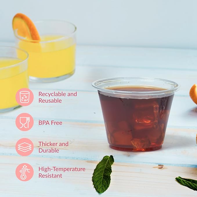 Prestee 200-Pack - 9oz Clear Plastic Cups - Durable Disposable Plastic Wine Glasses for Party, Weddings, and Catering - Small Drinking Glasses for Cocktails and Beverages - Heavy-Duty Fruit Punch Cups - Bloomnest