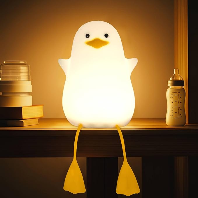 Attivolife Duck Night Light for Kids, Cute Animal Silicone Lamp Touch Control + Dimmable + Timer, USB Rechargeable LED Feeding, Bedside Bedroom Decor Birthday Gifts for Toddler Baby Women - Bloomnest