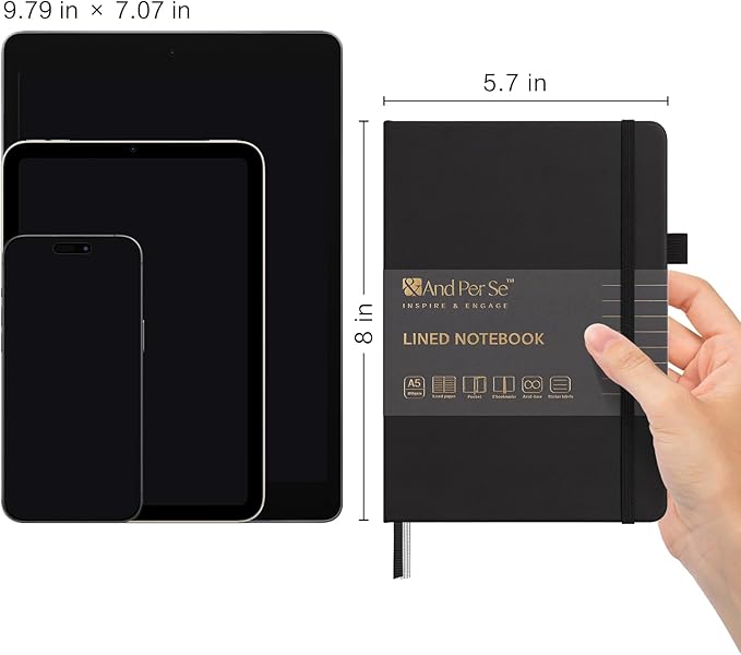 &And Per Se Lined Journal Notebook (10 Packs), 160 Pages, A5 5.7 x 8 inches College Ruled Thick Paper Notebook Journals for Writing, Hardcover Notebooks for Women Men Office School (Black) - Bloomnest