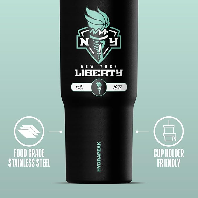 Hydrapeak x WNBA Officially Licensed New York Liberty 32 oz Nomad Tumbler with Handle and Straw Lid, Leakproof Stainless Steel Water Bottle - Bloomnest