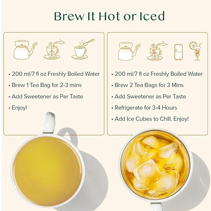 VAHDAM, Lemon Ginger Tea Bags (100 Green Tea Bags) Low Caffeine | Fruity Flavor - Zesty Lemon & Ginger, Orange Peel | Resealable Ziplock Pouch | Brew Hot or Iced Tea - Bloomnest