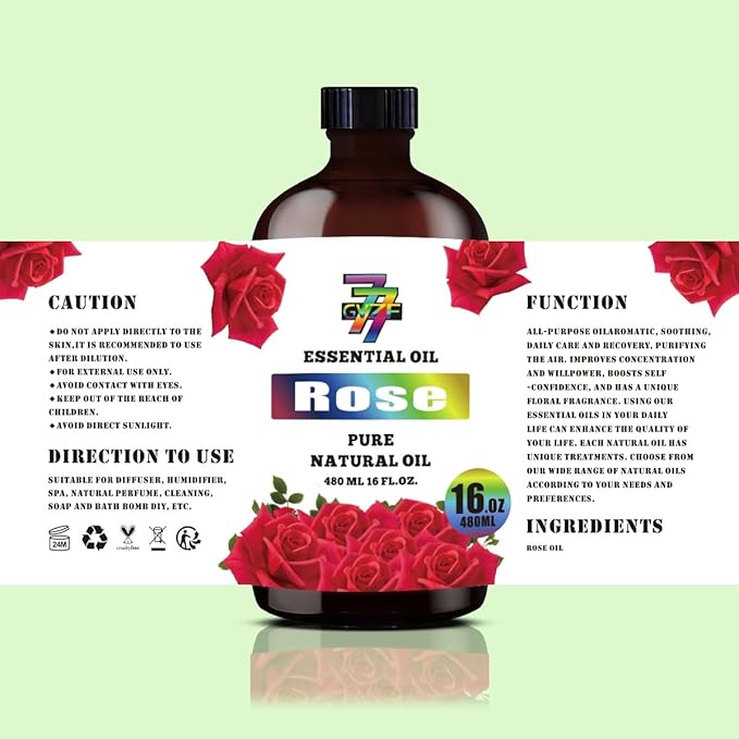Rose Essential Oil (16 oz/480 ml) — Rose Oils for Aromatherapy, diffusers, humidifiers, Home fragrances, DIY Skin Care, Soap Making, DIY Candle, Yoga, and Meditation - Bloomnest