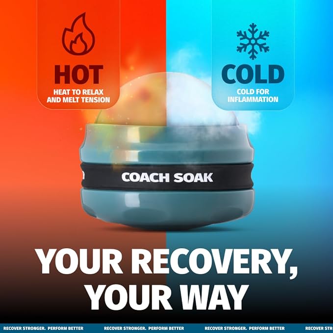 Coach Soak Massage Roller Ball – Dual Hot & Cold Stainless Steel CryoBall with Silicone Control Grip, Handheld Recovery Roller Glides Easily for Deep Tissue Massage – 2X Magnesium Cream Included - Bloomnest