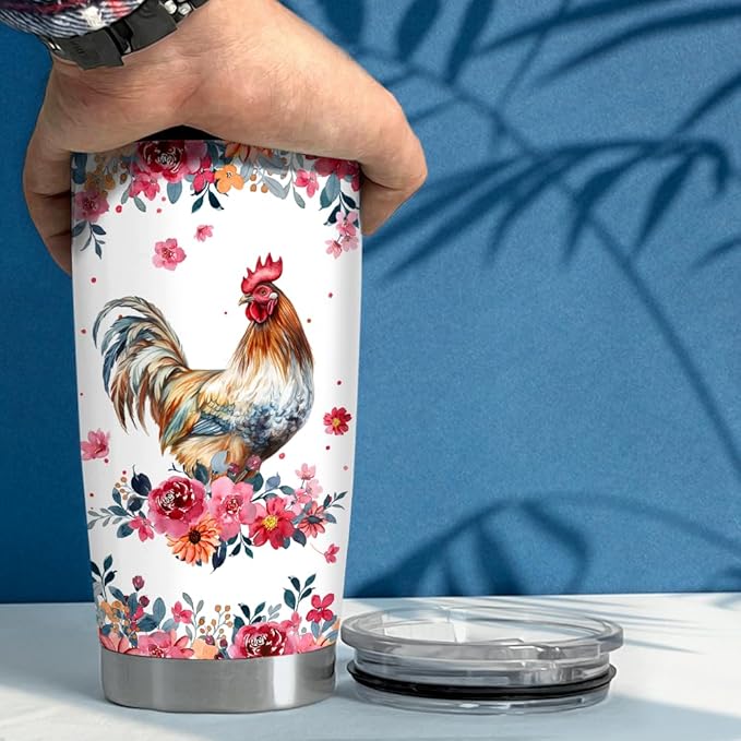 SANDJEST Chicken Tumbler - 20oz Stainless Steel Insulated Coffee Travel Mug Cup Gifts for Women, Girls & Teens for Birthday & Christmas - Bloomnest
