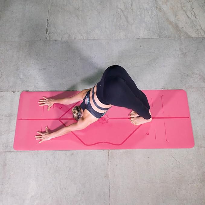 Liforme Original Yoga Mat – Free Yoga Bag Included - Patented Alignment System, Warrior-like Grip, Non-slip, Eco-friendly, sweat-resistant, long, wide, 4.2mm thick mat for comfort - Bloomnest