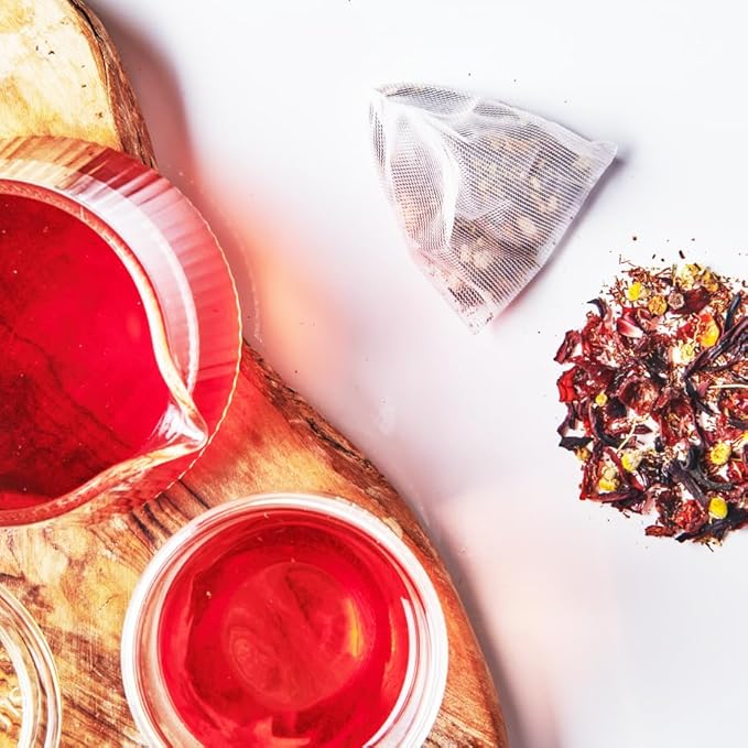 Shine Wellness Organic Tea Blend (100 Enveloped Pyramid Sachets w/String & Tag) | Rooibos, Rosehips, Hibiscus, Tulsi, Haritaki | Fairtrade and Kosher | Gives Back 100% of Profits - Bloomnest