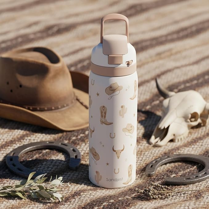 Cowgirl Insulated Stainless Steel Water Bottle with Straw for Sports and Travel, 32oz, Gifts for Women Girls Friends Teens Birthday Christmas - Bloomnest