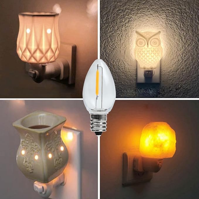 Night Light Bulb – C7 E12 LED Bulbs – Candelabra, 0.6 Watt Equivalent 7W Incandescent Bulb, Warm White 2700K, Window Candles & Chandeliers Replacement Bulb, 6 Pack - Bloomnest
