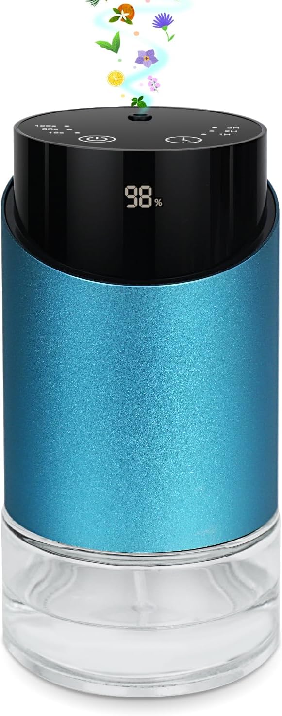 Waterless Essential Oil Diffuser Aromatherapy Scent Diffusers for Home Large Room, Bedroom, Car, Office, Battery Operated Mini Portable Air Freshener, 3 Countdown Timers & 3 Mist Levels - Bloomnest