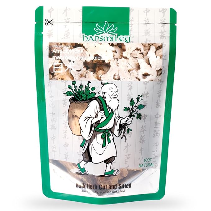 Hapsmiley Atractylodes macrocephala (White Atractylodes/Bai Zhu/白术) – Sliced, Suitable for Tea and Cooking | 100g (3.5 oz) Dried Chinese Herb - Bloomnest