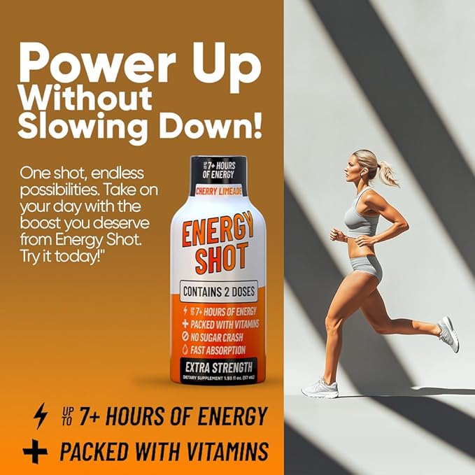 Cherry Limeade Extra Strength Energy Shot 8 pk – 260mg Natural Caffeine B12 B6 – Energy & Focus Support – 2 Servings Sugar Free Zero Calorie Green Tea B-Vitamins Electrolytes Vegan – 1.93 fl oz - Bloomnest