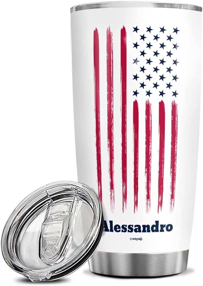 winorax American Flag Tumbler 20oz 30oz Double Wall Vacuum Stainless Steel Insulated Tumblers Coffee Travel Mug Cup With Lid USA Birthday 4th of July Cups For Men Women Custom Name - Bloomnest