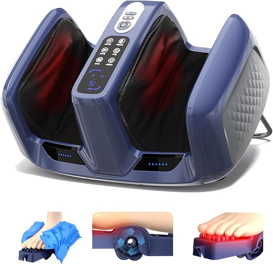 Shiatsu Foot Massager Electric Feet Massager with Heat and Deep Tissue Kneading for Relief Fatigue, Deep Rolling Massage, Promotes Blood Circulation, Wireless Remote Control - Bloomnest