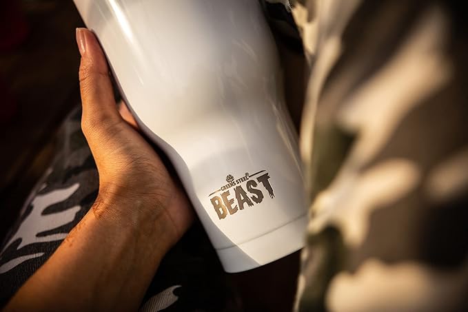 BEAST Insulated Coffee Mug – 900 ml I Arctic White I Stainless Steel I Reusable, Insulated Cups I 2 Straws and Cleaning Brush, Double Walled Travel Coffee Thermos I Hot or Iced Coffee - Bloomnest