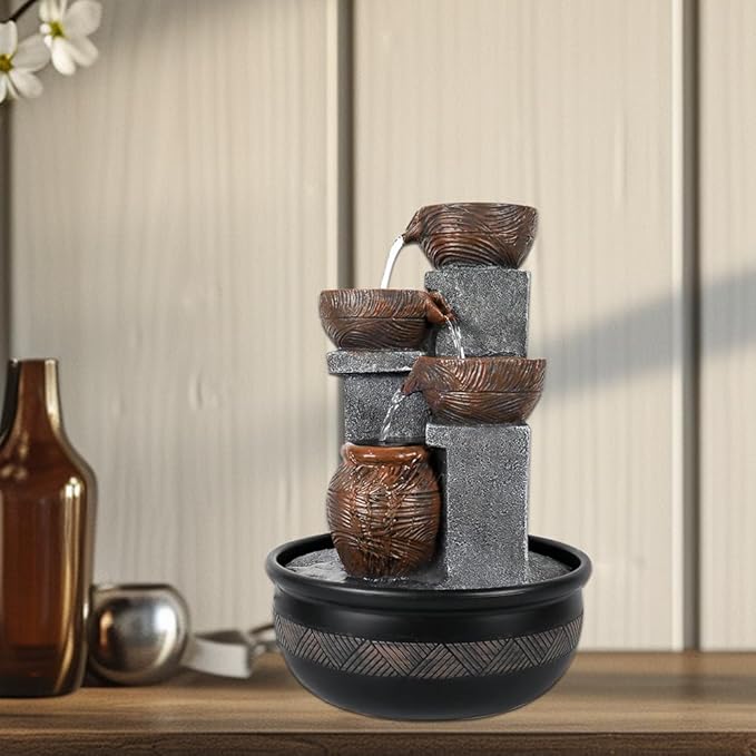 Indoor Relaxation Desktop Waterfall Fountain，Tabletop Flowing Water Fountain Suitable for Home Office Collection Decoration