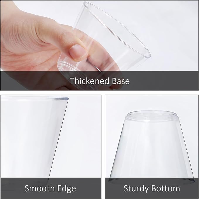 9 oz Clear Plastic Cups, 300 Pack Disposable Fancy Cup for Wedding, Cocktail Cups 9 Ounce, Bulk Clear Plastic Tumblers for Iced Coffee, Cold Beverage - Bloomnest