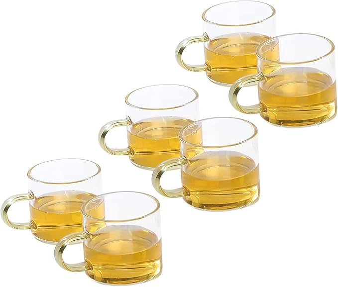 Mozeo Glass Semi-automatic Tea Set Wooden Glass Tea Set Water Diversion Rotating Cover Bowl Lazy Tea Maker Teapot Kungfu Fu teacup (6pcs Tea Cups)