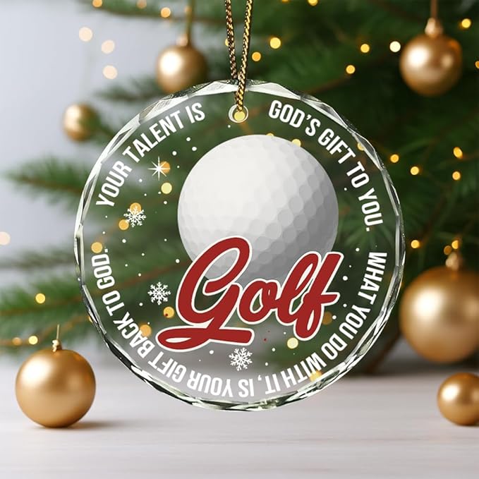 Golf Glass Ornament – Handcrafted Hanging Decoration, Elegant Keepsake with Unique Golf Design, for Home, Holiday Tree, or Special Occasion - Bloomnest