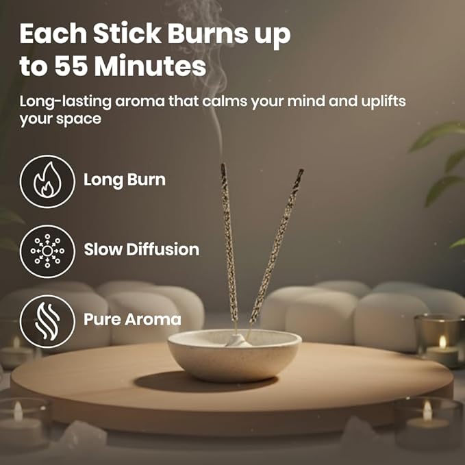 Tulasi White Sage Incense Sticks for Cleansing (48 Scent Sticks) | with Real Herbs | Long-Lasting 55-Minute Burn | Natural Essential Oils | Perfect for Meditation, Yoga & Removing Negative Energy Tulasi